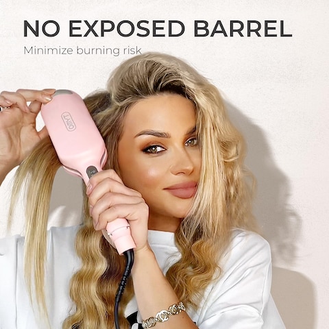 Waver Curling Iron Hair Crimper  TYMO ROVY Beach Waves Curling Wand Ionic Deep Waver Hair Curler Tool with Ceramic 3 Barrel for Women Dual Voltage AntiScald Easy to Use 125 Inch Pink