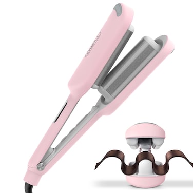 Waver Curling Iron Hair Crimper  TYMO ROVY Beach Waves Curling Wand Ionic Deep Waver Hair Curler Tool with Ceramic 3 Barrel for Women Dual Voltage AntiScald Easy to Use 125 Inch Pink