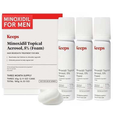 Keeps Extra Strength Minoxidil for Men Topical Aerosol Foam 5 Hair Growth Treatment  3 Month Supply 3 x 211oz Bottles  Thicker Longer Hair  Slows Hair Loss  Promotes Hair Regrowth