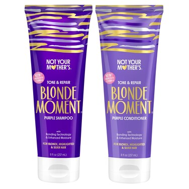 Not Your MothersBlonde Moment Purple Shampoo and Conditioner 2Pack  8 fl oz  Ideal for Blonde Highlighted Brunette Silver Hair  Helps with Bonding AntiBrass Toning Repair and Hydration