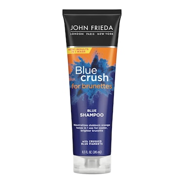 John FriedaBlue Crush for Brunettes Blue Shampoo 83 Fl Ounces Neutralizes Brassy Tones Toning Shampoo for Color Treated and Natural Brunette Hair