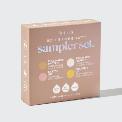 Kitsch 4pc Sampler Set  Rice Shampoo Bar Growth Castor Oil Shampoo Bar Coconut Oil DeepMoisturizing Hair Conditioner Bar Zero Waste
