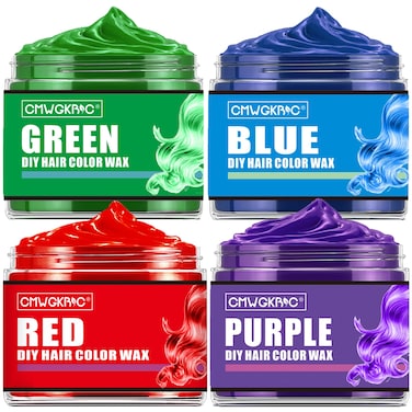4 Colors Temporary Hair Color for Kids Gifts for Teen GirlsBoysHalloween GiftsTemporary Hair DyeHair Color Spray Green Red Blue Purple Hair Dye Hair Wax ColorInstant Hair Color Wax DIY Washable