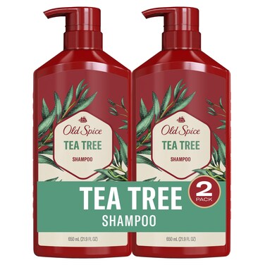 Old Spice Tea Tree Shampoo for Men Cooling Shampoo with Tea Tree Removes Built Up Dirt and Oil 219 Oz Each Twin Pack