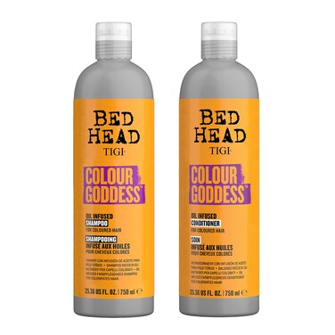 Bed Head by TIGI Moisturizing Shampoo and Conditioner Set for Colored Hair Colour Goddess Hair Care with Sweet Almond  Coconut Oils 2536 fl oz 2 Pack