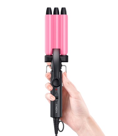 Mini Crimper Hair Tool for Short Hair 12 Inch Small Hair Crimper for Tight Beach Waves 3 Barrel Hair Waver with Argan Oil Infused Easy to Use Waver Hair Tool Mini 3 Barrel Curling Iron