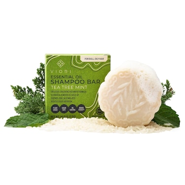 Viori Tea Tree Mint Essential Oil Shampoo Bar Made with Rice Water  Handcrafted All Natural Shampoo Bars  Sulfate Free Shampoo