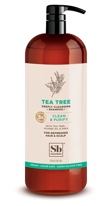 Soapbox Tea Tree Shampoo Sulfate Free Paraben Free Silicone Free Color Safe and Vegan Hair Shampoo 338 Ounces