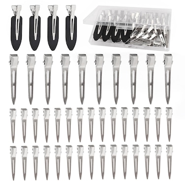 Hair Clips for Women Styling 44Pcs Metal Duck Billed Pin Curl Clips Hair Pins Salon Makeup Hair Dyeing Silver  Black