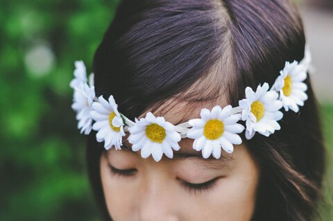 Floral Fall Boho Sunflower Crown Hippies Daisy Hair Wreath Bridal Headpiece Photo Props DY01 White