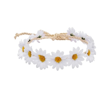 Floral Fall Boho Sunflower Crown Hippies Daisy Hair Wreath Bridal Headpiece Photo Props DY01 White