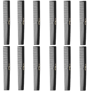 Krest Cleopatra 420 7 Flat Square Back Barber Hair Comb 12 Pack