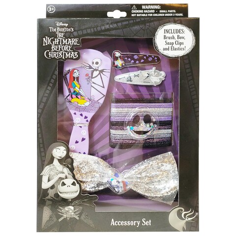 Nightmare Before Christmas Hair Accessory Set Brush Bow PVC Snaps Lurex Elastics