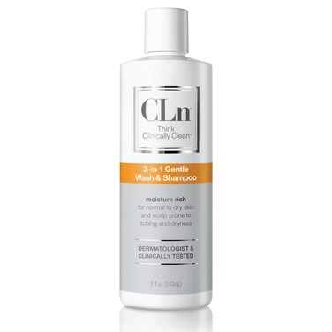 CLn2in1 Gentle Wash  Shampoo Multifunctional Cleanser for Skin  Scalp Prone to Irritation Flaking Itching Dryness  Razor Bumps FragranceFree  ParabenFree 8 fl oz