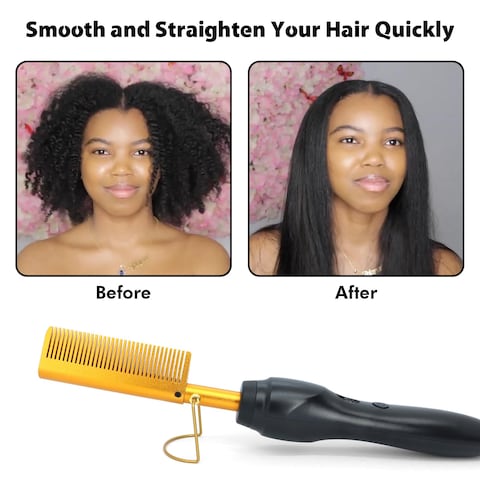 DolahairElectric Pressing Comb for Wigs  Hair Straightener with Lace Front Melting Band and Wig Installation Kit