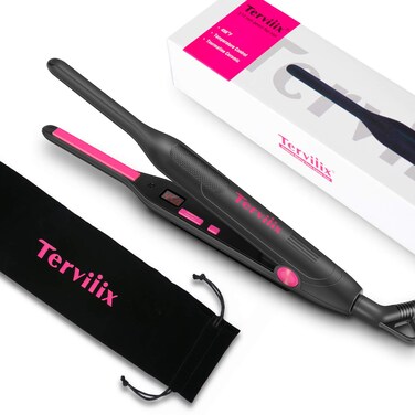 Terviiix Pencil Flat Iron Small Flat Irons for Short Hair Beard and Pixie Cut 310 Inch Ceramic Tourmaline Mini Hair Straightener Dual Voltage with Adjustable Temperature Auto Shut Off