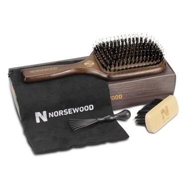 Premier 100 Boar Bristle NORSEWOOD Hair Brush Set for Long Short Thick Thin Curly Straight Wavy Dry Hair for Men Women Kids hair detangler