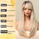 Honygebia Long Blonde Wig with Bangs  Ombre Dark Root Blonde Wigs for White Women Striaght Wavy Synthetic Heat Resistant Hair Natural Cute Wigs for HalloweenChristmasCosplayParty