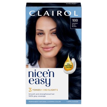 Clairol Nicen Easy Permanent Hair Dye 1BB deepest blue black Hair Color Pack of 1