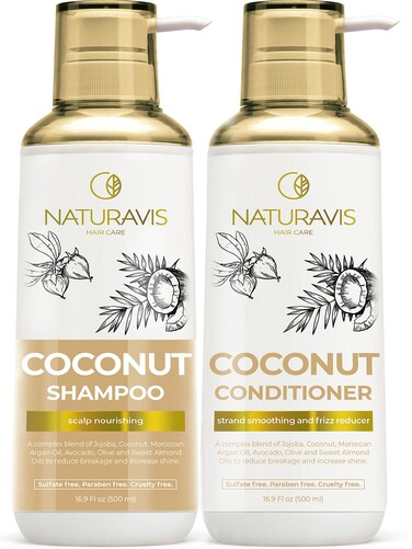 Coconut Shampoo and Conditioner Set  Sulfate Free and Paraben Free Intense Moisturizing Treatment with Jojoba  For Hydrating Your Scalp and Restoring Dry and Damaged Hair