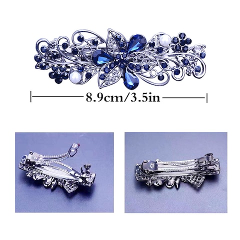 4 PCS Hair Barrettes for Women Ladies Flower Crystal Rhinestones Barrettes Pearl Spring Hair Clip Accessories Women Fashion Ponytail Holders Barrettes for Daily Wear Mothers Day present