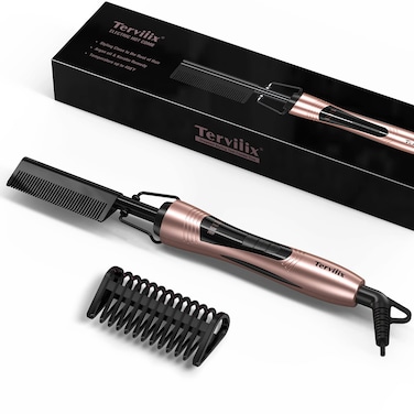 Terviiix Electric Hot Comb for Lace Front Wigs Pressing Combs for Black Women Hair AntiScald Straightening Comb with Keratin  Argan Oil Infused Teeth Temperatures Adjustable 60 Min Auto Shut Off