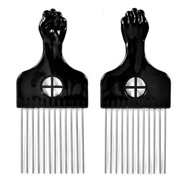 2 Pack Hair Picks for Afro Curly Hair Styling  Metal Hairdressing Tools for Women and Men Black