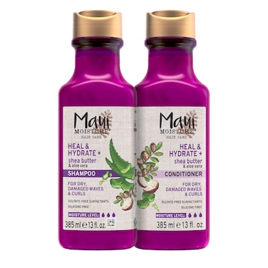 Maui MoistureHeal  Hydrate  Shea Butter Shampoo  Conditioner to Repair  Deeply Moisturize Tight Curly Hair with Coconut  Macademia Oils Vegan Silicone Paraben  SulfateFree 13 Fl Oz