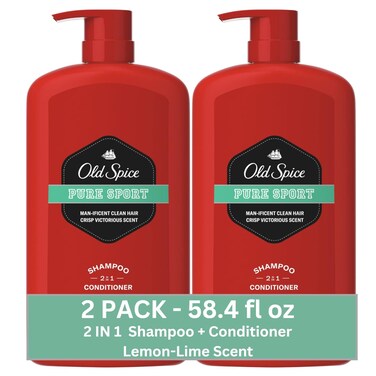Old Spice Pure Sport 2in1 Shampoo and Conditioner for Men Twin Pack Lemon 584 Fl Oz