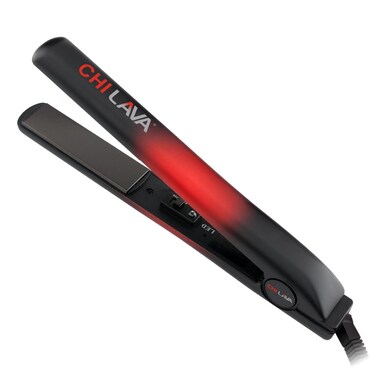 CHILava Ceramic Hairstyling Flat Iron  1 Volcanic Lava Ceramic Floating Plates  Smooth Glide helps prevent damage  Analog OnOff Switch  BlackRed