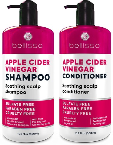 Apple Cider Vinegar Shampoo and Conditioner Set  Stop Flaky and Itchy Scalp Sulfate Paraben Free Anti Dandruff Soothing Treatment for Dry Oily and Damaged Hair  Intense Care for Women and Men