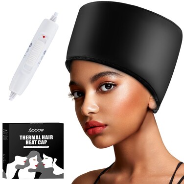 Heated Electric Thermal Steamer Cap for Natural Black Afro Hair  Hot Spa Treatment Hat with Temperature Control for Deep Conditioning at Home  Black