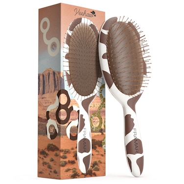 FRAMAR Curly Hair Detangler Brush Detangler Brush For Curly Hair Cow Print Hairbrush For Curly Hair Wet Hairbrushes For Woman Womens Hair Brush For Thick Hair Cute Cow Stuff Brush Hair  Cow Print