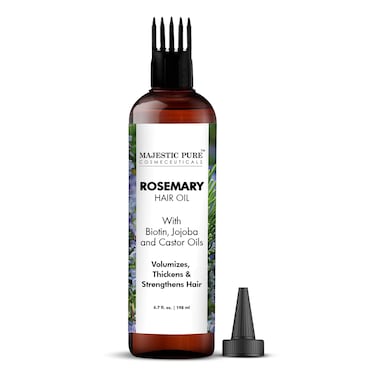 MAJESTIC PURE 100 Pure Rosemary Oil For Hair Growth 67 fl oz Infused With Biotin  Hair Strenghtening Treatment  Nourishing  Volumizing  With Jojoba Oil  Castor Oil  Non GMO Verified