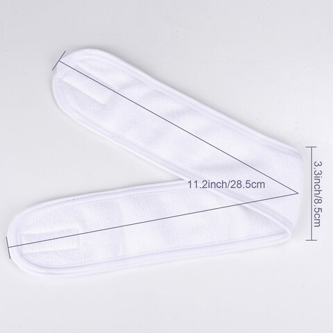 Whaline4 Counts Spa Facial Headband Whaline Head Wrap Terry Cloth Headband Stretch Towel with Magic Tape for Bath Makeup and Sport 35 Wide White