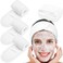 Whaline4 Counts Spa Facial Headband Whaline Head Wrap Terry Cloth Headband Stretch Towel with Magic Tape for Bath Makeup and Sport 35 Wide White