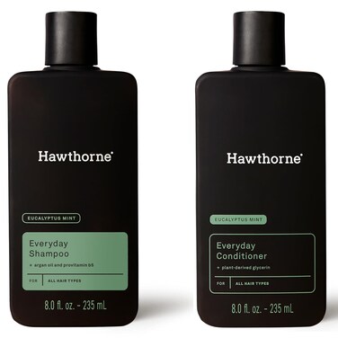 Hawthorne Mens Everyday Shampoo and Conditioner Set For Stronger Healthier Hair with Pure Avocado Oil and Coconut Oil Mint and Eucalyptus Scent Sulfate Free Paraben Free 8 fl oz each