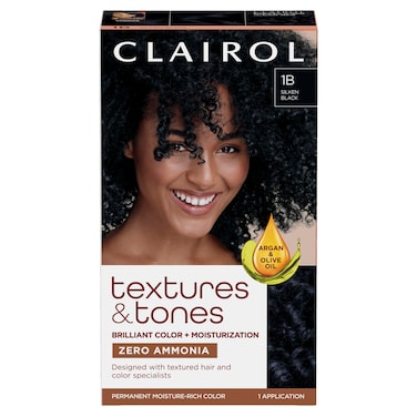 Clairol Textures  Tones Permanent Hair Dye 1B Silken Black Hair Color Pack of 1