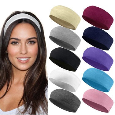 Styla HairHeadbands for Women Stretch Fashion Headbands 10 Pack NonSlip Head Wraps Great for Spa Sports Yoga Pilates Running Gym Headband Workouts  Variety