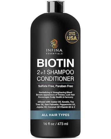 Biotin 2 in 1 Shampoo and Conditioner Men  Women  Hair Thickening Shampoo wSaw Palmetto Keratin Caffeine  Vitamin E  16 Fluid Ounces