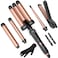 5 in 1 Wand Curling IronKinked Curling Wand Set with Flat Iron Hair Straightener 3 Barrels Hair Crimper 3 Ceramic Curling Irons 035125 2 Temps Fast Heat Hair Waver Curler with Glove  Clip