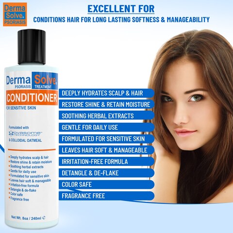DermaSolve Scalp Psoriasis  Dandruff free Medicated Shampoo with Conditioner Ultimate Seborrheic Dermatitis Treatment for Itchy Flakey Scalp Soothing  Moisturizing Relief