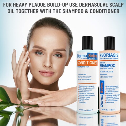 DermaSolve Scalp Psoriasis  Dandruff free Medicated Shampoo with Conditioner Ultimate Seborrheic Dermatitis Treatment for Itchy Flakey Scalp Soothing  Moisturizing Relief