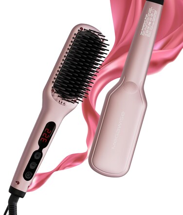 Hair Straightener Brush MegaWise Hair Straightening Comb for All Hair Types with Nano Heating Teeth Double Anion Technology MCH 20s Fast Heating  60Minute Auto ShutOff  Gifts for Women