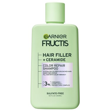 GarnierFructis Hair Filler Color Repair Shampoo with Ceramide Smoothing  Sulfate Free Shampoo for Colored Bleached Hair 101 Fl Oz 1 Count