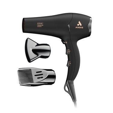 Andis 80750 1875Watt Tourmaline Ceramic Ionic Salon Hair Dryer with Diffuser Fast Dry Low Noise Blow Dryer Travel Hairdryer for Normal  Curly Hair Soft Grip Black