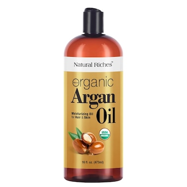Natural RichesOrganic Argan Oil of Morocco 16oz Penetrating Hair oil Deep Moisturizing Serum for Dry Damaged  Coarse Hair pure Moroccanoil Cold Pressed for Hair Face and Body