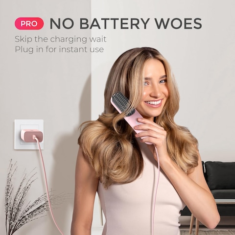 TYMOCordless Hair Straightener Brush  Porta PRO Portable Straightening Brush for Travel Mini Ionic Hot Comb Straightener for Women Lightweight onThego Cordless and Fast Charger Dual Power