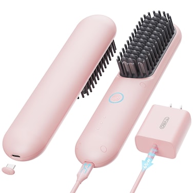 TYMOCordless Hair Straightener Brush  Porta PRO Portable Straightening Brush for Travel Mini Ionic Hot Comb Straightener for Women Lightweight onThego Cordless and Fast Charger Dual Power