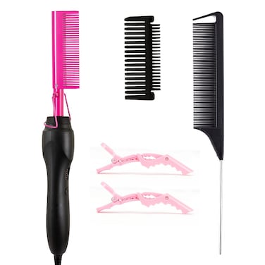 Pink Hot Comb Electric Hot Comb Heating Pressing Combs Hair Straightening Power42w